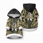 White Ribbon Day New Zealand Pet Hoodie Respect Women Maori Pattern Yellow