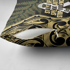 White Ribbon Day New Zealand Pillow Cover Respect Women Maori Pattern Yellow
