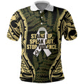 White Ribbon Day New Zealand Polo Shirt Respect Women Maori Pattern Yellow