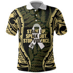 White Ribbon Day New Zealand Polo Shirt Respect Women Maori Pattern Yellow