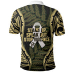 White Ribbon Day New Zealand Polo Shirt Respect Women Maori Pattern Yellow