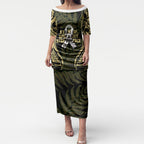 White Ribbon Day New Zealand Puletasi Respect Women Maori Pattern Yellow