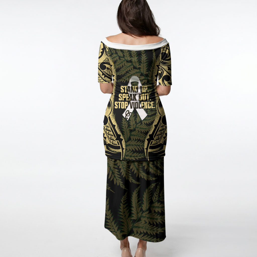 White Ribbon Day New Zealand Puletasi Respect Women Maori Pattern Yellow