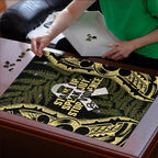 White Ribbon Day New Zealand Puzzle Respect Women Maori Pattern Yellow