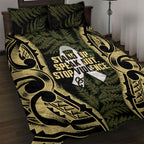 White Ribbon Day New Zealand Quilt Bed Set Respect Women Maori Pattern Yellow