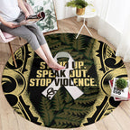 White Ribbon Day New Zealand Round Carpet Respect Women Maori Pattern Yellow