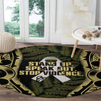 White Ribbon Day New Zealand Round Carpet Respect Women Maori Pattern Yellow