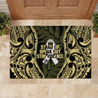 White Ribbon Day New Zealand Rubber Doormat Respect Women Maori Pattern Yellow