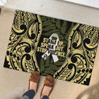 White Ribbon Day New Zealand Rubber Doormat Respect Women Maori Pattern Yellow