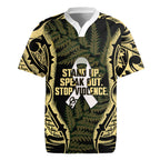 White Ribbon Day New Zealand Rugby Jersey Respect Women Maori Pattern Yellow
