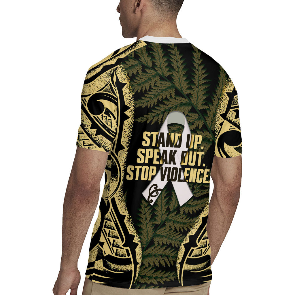 White Ribbon Day New Zealand Rugby Jersey Respect Women Maori Pattern Yellow