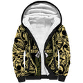 White Ribbon Day New Zealand Sherpa Hoodie Respect Women Maori Pattern Yellow