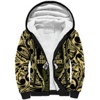 White Ribbon Day New Zealand Sherpa Hoodie Respect Women Maori Pattern Yellow