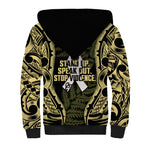 White Ribbon Day New Zealand Sherpa Hoodie Respect Women Maori Pattern Yellow