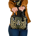 White Ribbon Day New Zealand Shoulder Handbag Respect Women Maori Pattern Yellow