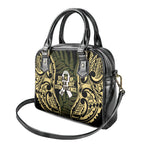 White Ribbon Day New Zealand Shoulder Handbag Respect Women Maori Pattern Yellow