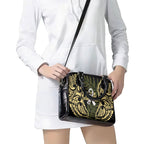 White Ribbon Day New Zealand Shoulder Handbag Respect Women Maori Pattern Yellow