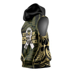 White Ribbon Day New Zealand Sleeveless Hoodie Respect Women Maori Pattern Yellow