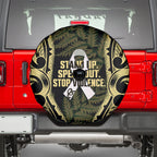White Ribbon Day New Zealand Spare Tire Cover Respect Women Maori Pattern Yellow
