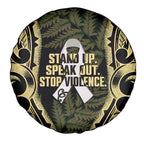 White Ribbon Day New Zealand Spare Tire Cover Respect Women Maori Pattern Yellow
