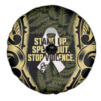 White Ribbon Day New Zealand Spare Tire Cover Respect Women Maori Pattern Yellow