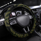 White Ribbon Day New Zealand Steering Wheel Cover Respect Women Maori Pattern Yellow