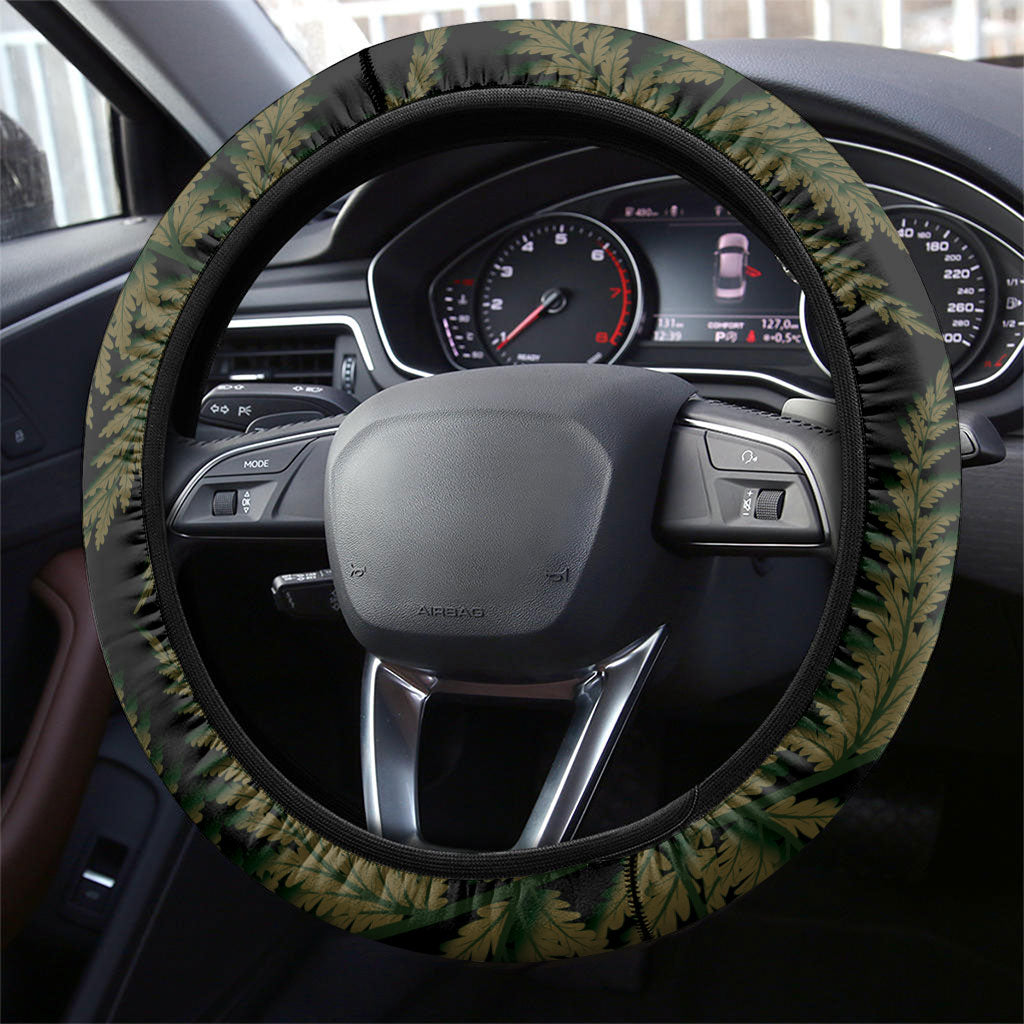 White Ribbon Day New Zealand Steering Wheel Cover Respect Women Maori Pattern Yellow