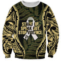 White Ribbon Day New Zealand Sweatshirt Respect Women Maori Pattern Yellow