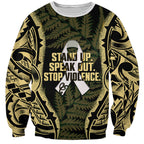 White Ribbon Day New Zealand Sweatshirt Respect Women Maori Pattern Yellow