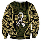 White Ribbon Day New Zealand Sweatshirt Respect Women Maori Pattern Yellow