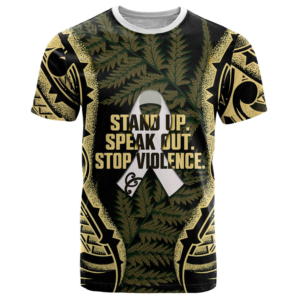White Ribbon Day New Zealand T Shirt Respect Women Maori Pattern Yellow