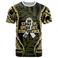 White Ribbon Day New Zealand T Shirt Respect Women Maori Pattern Yellow