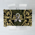 White Ribbon Day New Zealand Tablecloth Respect Women Maori Pattern Yellow