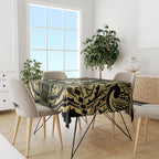 White Ribbon Day New Zealand Tablecloth Respect Women Maori Pattern Yellow