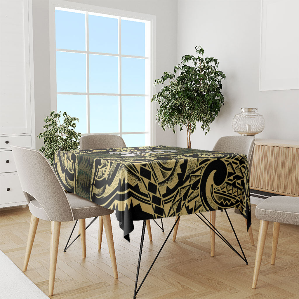 White Ribbon Day New Zealand Tablecloth Respect Women Maori Pattern Yellow