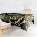 White Ribbon Day New Zealand Tablecloth Respect Women Maori Pattern Yellow