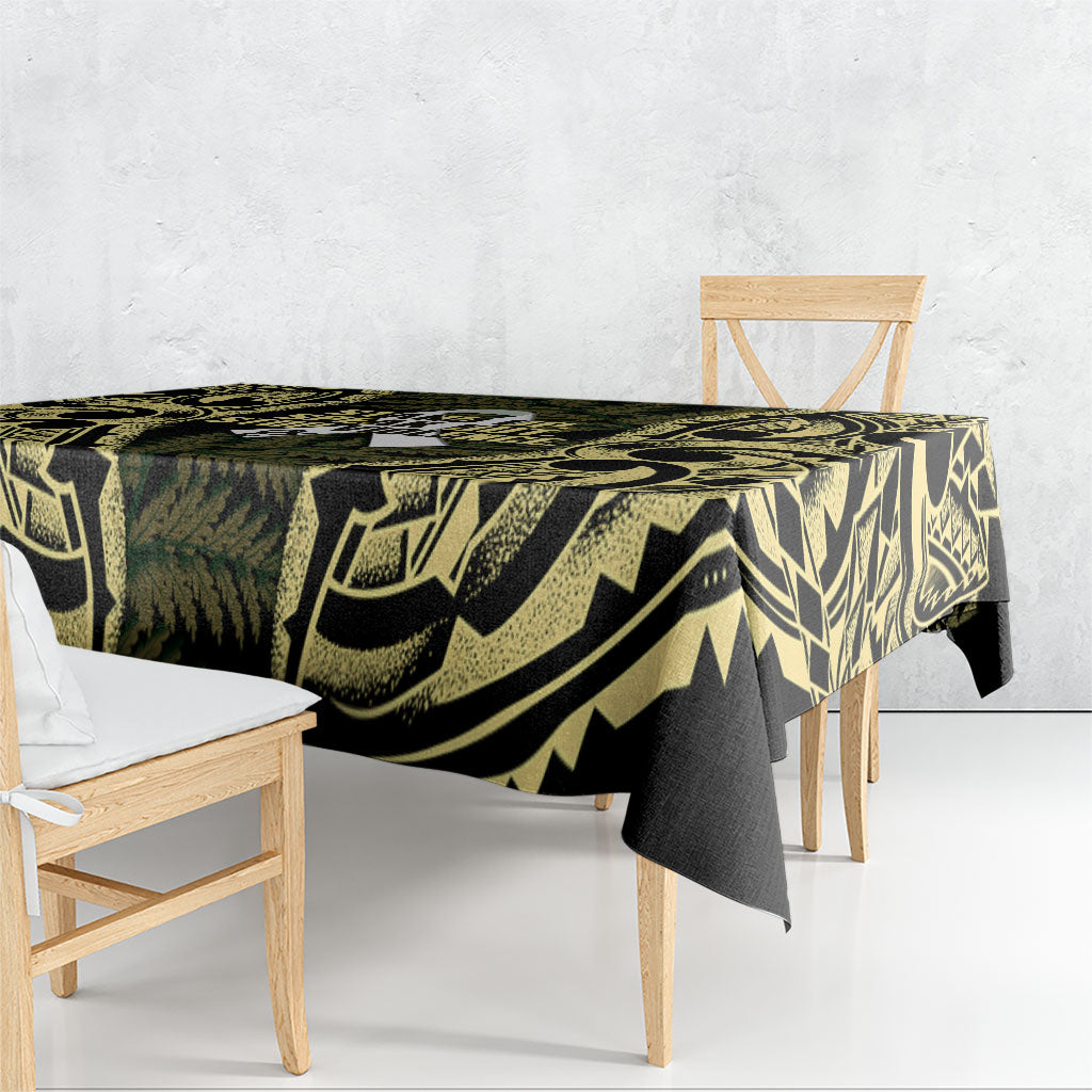 White Ribbon Day New Zealand Tablecloth Respect Women Maori Pattern Yellow