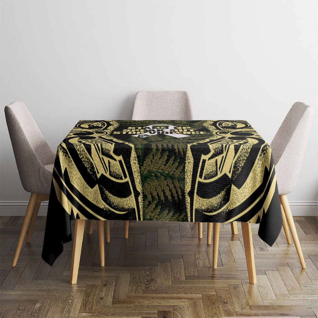 White Ribbon Day New Zealand Tablecloth Respect Women Maori Pattern Yellow