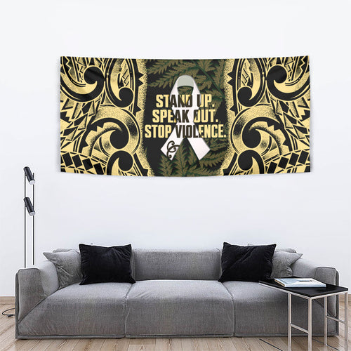 White Ribbon Day New Zealand Tapestry Respect Women Maori Pattern Yellow