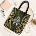 White Ribbon Day New Zealand Tote Bag Respect Women Maori Pattern Yellow