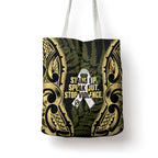 White Ribbon Day New Zealand Tote Bag Respect Women Maori Pattern Yellow