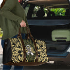 White Ribbon Day New Zealand Travel Bag Respect Women Maori Pattern Yellow