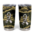 White Ribbon Day New Zealand Tumbler Cup Respect Women Maori Pattern Yellow