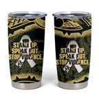 White Ribbon Day New Zealand Tumbler Cup Respect Women Maori Pattern Yellow