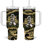 White Ribbon Day New Zealand Tumbler With Handle Respect Women Maori Pattern Yellow