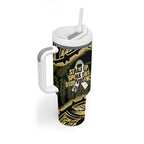 White Ribbon Day New Zealand Tumbler With Handle Respect Women Maori Pattern Yellow