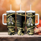 White Ribbon Day New Zealand Tumbler With Handle Respect Women Maori Pattern Yellow