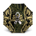 White Ribbon Day New Zealand Umbrella Respect Women Maori Pattern Yellow