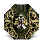 White Ribbon Day New Zealand Umbrella Respect Women Maori Pattern Yellow