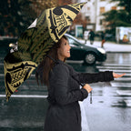 White Ribbon Day New Zealand Umbrella Respect Women Maori Pattern Yellow
